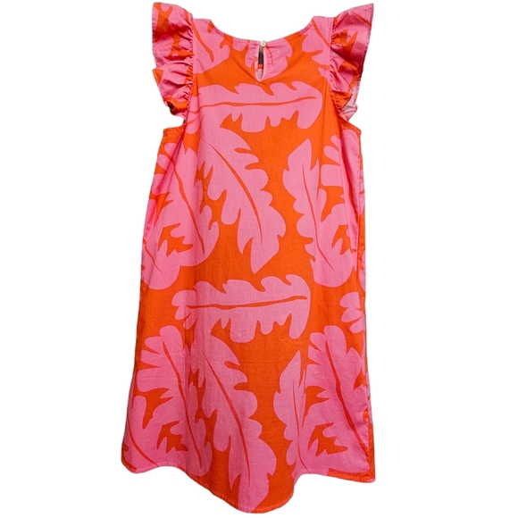 Nwot Michelle McDowell  Orange/Pink Cap Sleeve Leaf Shift Dress - Picture 5 of 15